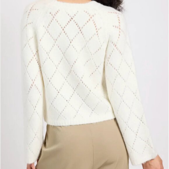 Selena Diamond Pointelle Sweater, Ivory - Picture 2 of 3